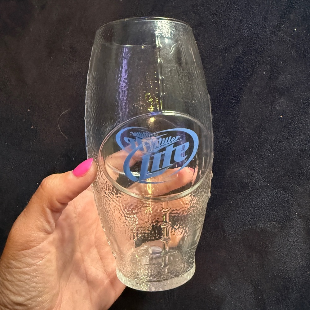 Miller Lite Textured Football Glass Tumbler